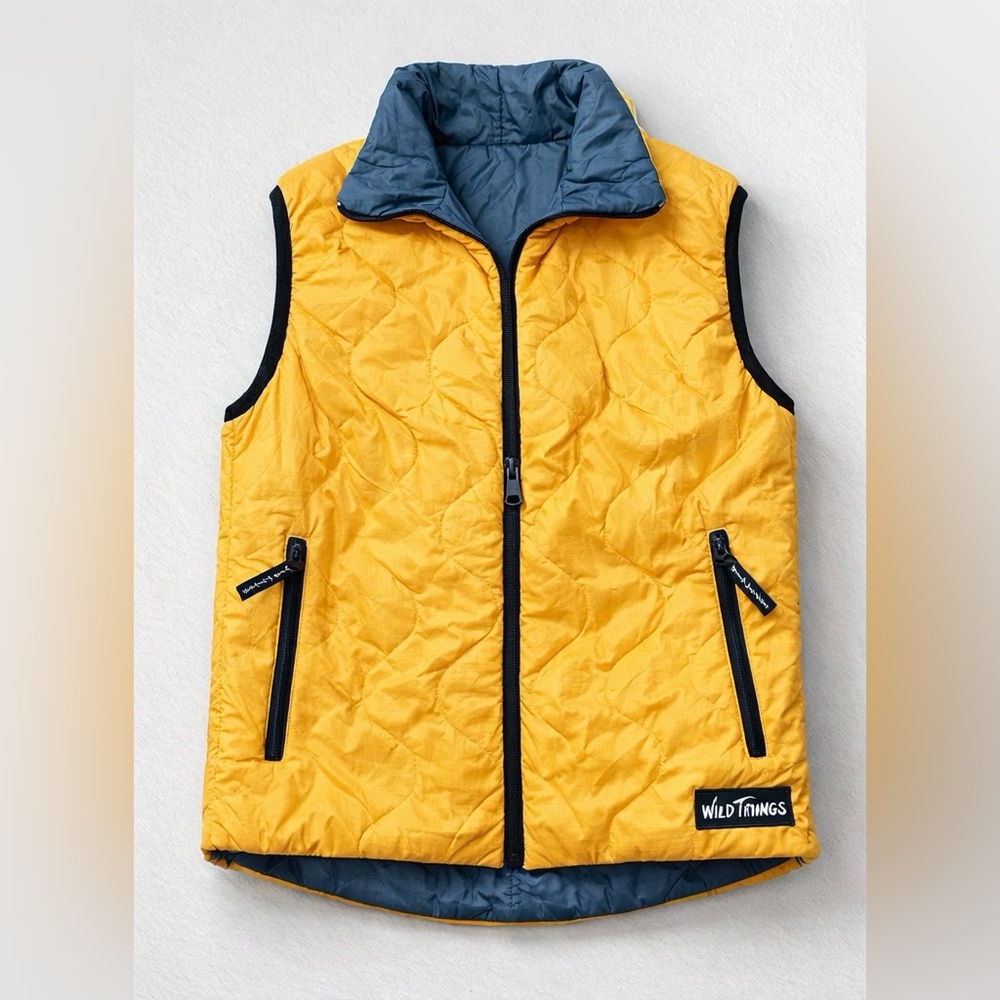 Wild Things Reversible Puffer Vest Yellow Gray Ma… - image 1